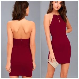 Lulus new Ring My Bell Wine Red Halter Bodycon Dress M